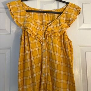 Old Navy Mustard Plaid Shirt